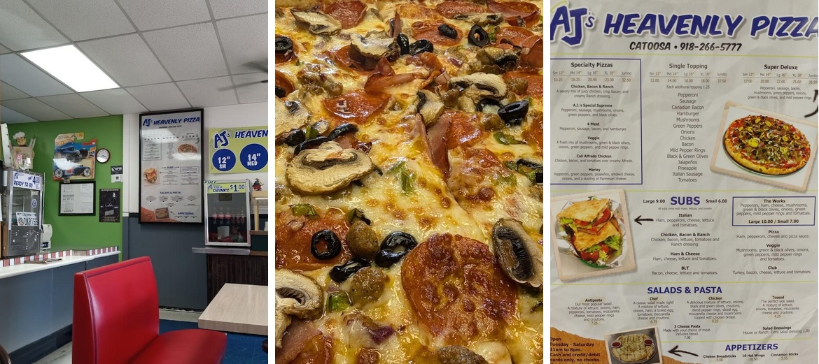 A J's Heavenly Pizza Menu