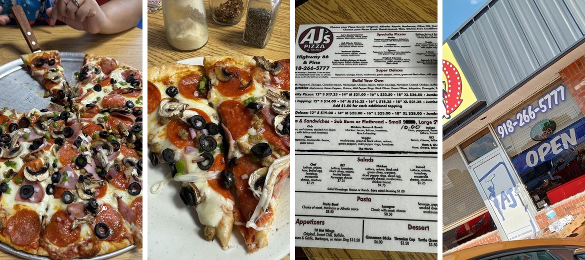 A J's Heavenly Pizza Menu