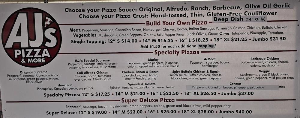 A J's Heavenly Pizza Menu image 1